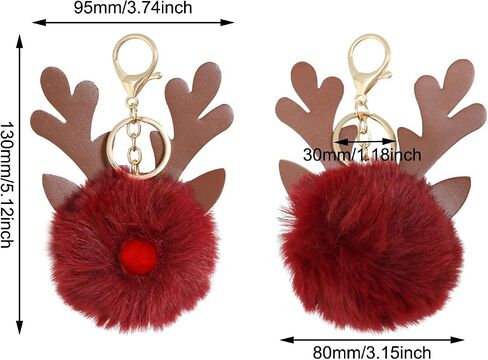 Honbay 3 قطع عيد الميلاد الغزلان سلاسل المفاتيح الرنة بوم بوم Keyrings حقيبة الحيوان مفتاح قلادة Keyfob لحقيبة الظهر محفظة الهاتف المحمول أو قلادة السيارة (3 ألوان) in Saudi Arabia