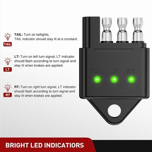 Nilight 4 Way Flat Trailer Wiring Circuit Tester Male End Wire 4 Pin Test with Bright Light Indicator for Turn Signal Brake Tail Lights Trouble Shooting in Saudi Arabia