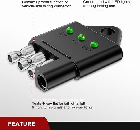 Nilight 4 Way Flat Trailer Wiring Circuit Tester Male End Wire 4 Pin Test with Bright Light Indicator for Turn Signal Brake Tail Lights Trouble Shooting in Saudi Arabia