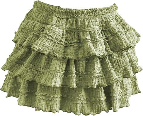 GORGLITTER تنورة نسائية قصيرة مكشكشة من الدانتيل بطبقات Y2k تنانير قصيرة متدرجة للخروج in Kuwait