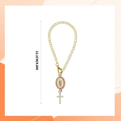 Steering Wheel Rosary Pendant, Catholic Car Accessory with Virgin Mary & Crucifix Rear View Mirror Hanging Rosary Charm (Gold) in Saudi Arabia
