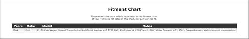 Rear Manual Transmission Seal Compatible With Ford E-150 Club Wagon 2004 P-2572961 in Saudi Arabia