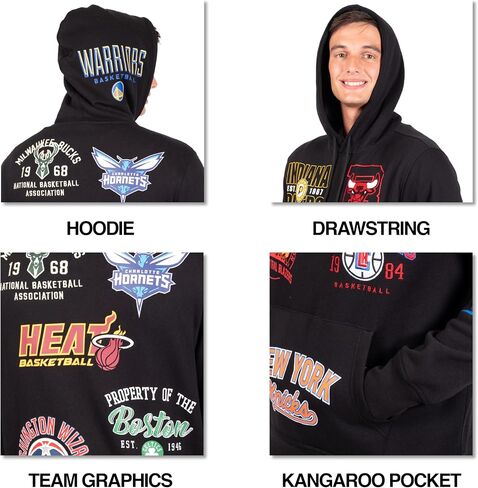 Ultra Game NBA Mens Soft Fleece Pullover Hoodie Sweatshirt in Saudi Arabia