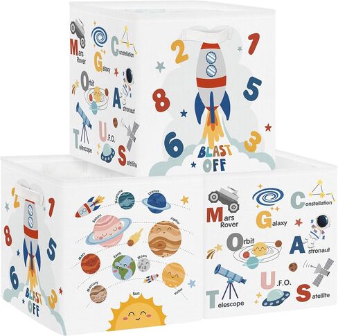 Clastyle Learning Education Kid Storage Basket Set Rainbow Inspiration Words Foldable Closet Clothes Organizer Nursery Toddler Toy Bin BoyGirl Book Shelf Basket in Kuwait
