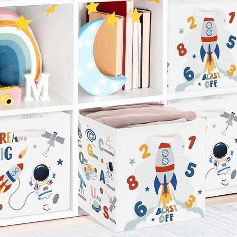 Clastyle Learning Education Kid Storage Basket Set Rainbow Inspiration Words Foldable Closet Clothes Organizer Nursery Toddler Toy Bin BoyGirl Book Shelf Basket in Kuwait