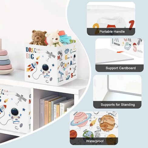 Clastyle Learning Education Kid Storage Basket Set Rainbow Inspiration Words Foldable Closet Clothes Organizer Nursery Toddler Toy Bin BoyGirl Book Shelf Basket in Kuwait