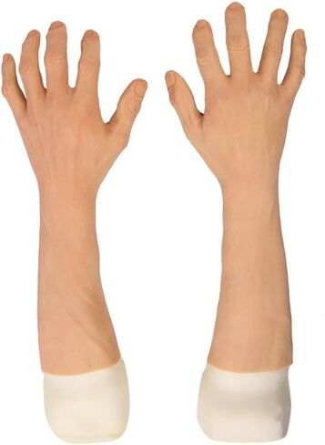 Liifun Realistic Male Silicone Gloves Old Man Prosthesis Hands Sleeve Artificial Fake Hand for cosplay Halloween Cover Scar in Saudi Arabia