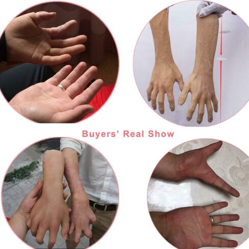 Liifun Realistic Male Silicone Gloves Old Man Prosthesis Hands Sleeve Artificial Fake Hand for cosplay Halloween Cover Scar in Saudi Arabia