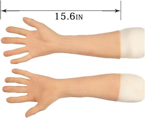 Liifun Realistic Male Silicone Gloves Old Man Prosthesis Hands Sleeve Artificial Fake Hand for cosplay Halloween Cover Scar in Saudi Arabia