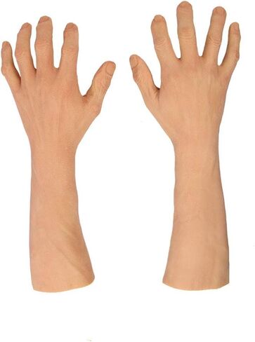 Liifun Realistic Male Silicone Gloves Old Man Prosthesis Hands Sleeve Artificial Fake Hand for cosplay Halloween Cover Scar in Saudi Arabia