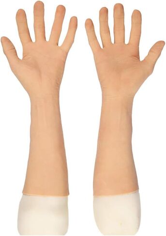 Liifun Realistic Male Silicone Gloves Old Man Prosthesis Hands Sleeve Artificial Fake Hand for cosplay Halloween Cover Scar in Saudi Arabia