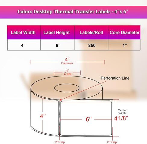 Desktop Thermal Transfer Labels, 4 x 2 Inches, 1 Inch Core, 700 Labels/Roll- 4 Rolls/Case, Perforated, Ribbon Required, for Desktop Thermal Transfer Printers in Kuwait