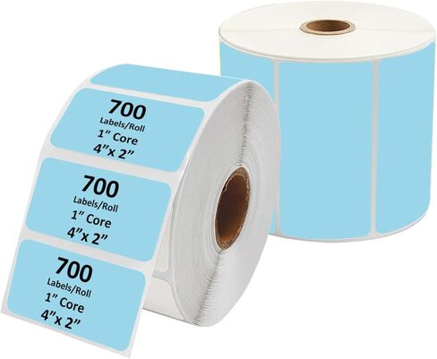 ملصقات النقل الحراري لسطح المكتب، 4 × 2 بوصة، 1 بوصة أساسية، 700 ملصق/لفة - 4 لفات/علبة، مثقوبة، شريط مطلوب، لطابعات النقل الحراري لسطح المكتب in Kuwait