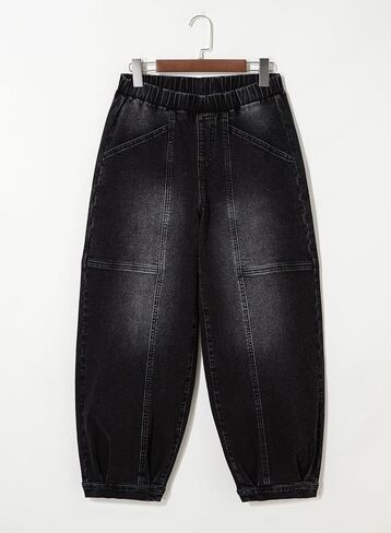 Sidefeel Barrel Jeans for Women Trendy Wide Leg High Waisted Cropped Baggy Relax Fit Stretch Pocketed Denim Ankle Pants in Saudi Arabia