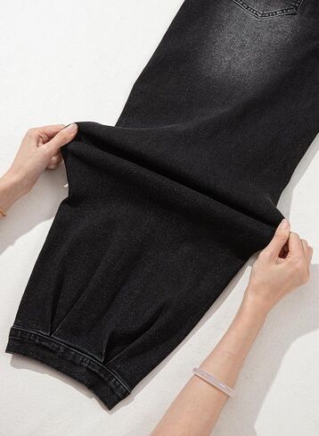 Sidefeel Barrel Jeans for Women Trendy Wide Leg High Waisted Cropped Baggy Relax Fit Stretch Pocketed Denim Ankle Pants in Saudi Arabia