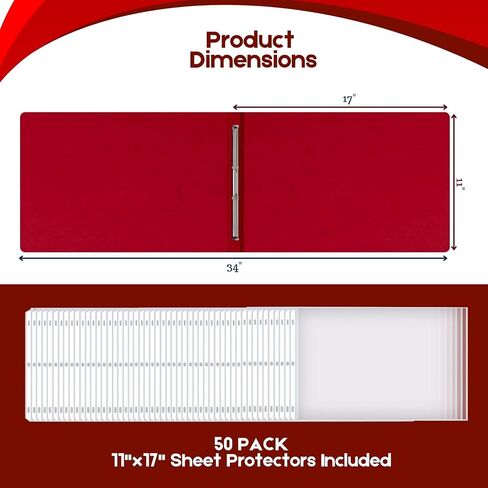 Performore 10 Pack of 11x17 Inch Landscape Pressboard Presentation Binder Folder, Red Fiberboard Report Cover with Metal Prong Paper Fastener to Neatly Bind Reports, Proposals, Transcripts in Saudi Arabia