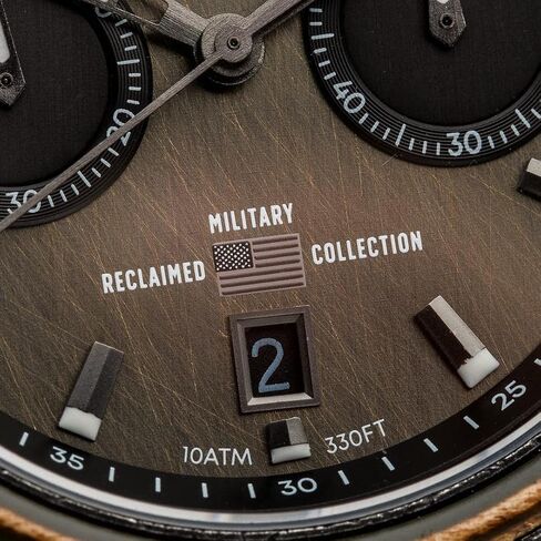 Original Grain Men's Military Ammo 44mm Analog Watch | Alterra Chrono Collection, Stonewashed Steel, Adjustable Watch Band | 10ATM Water-Resistant & Scratch-Resistant | Bracelet Wrist Watch for Men in Saudi Arabia