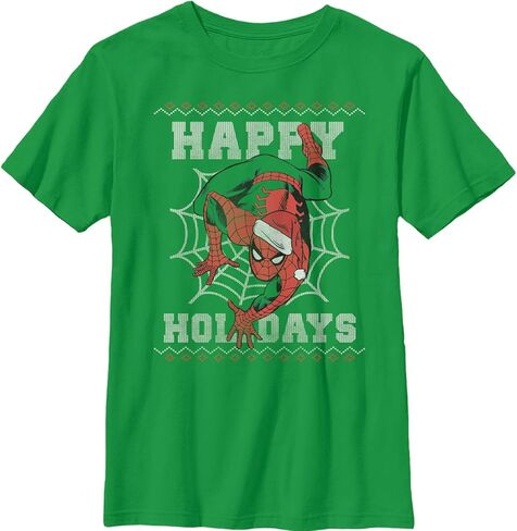 Fifth Sun Marvel Spider-Man Happy Holidays Ugly Boys T-Shirt in Saudi Arabia