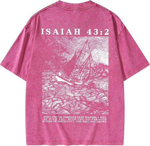 Graphic Tees Summer Novelty Women Men Cotton Oversized Fear Not Bible Christian Washed T-Shirt in Saudi Arabia