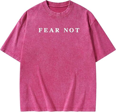 Graphic Tees Summer Novelty Women Men Cotton Oversized Fear Not Bible Christian Washed T-Shirt in Saudi Arabia