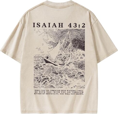 Graphic Tees Summer Novelty Women Men Cotton Oversized Fear Not Bible Christian Washed T-Shirt in Saudi Arabia
