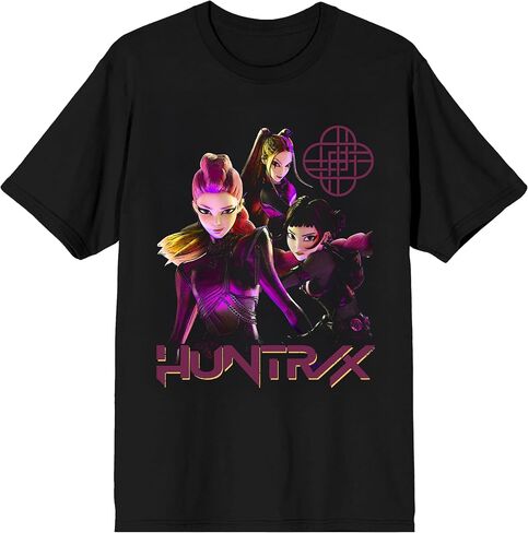 Kpop Demon Hunters Huntrix Stronger Together Adult Black Crew Neck Short Sleeve T-Shirt in Saudi Arabia