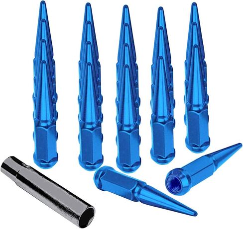 20pc Spike Lug Nut 12x1.5 Red 4.4" Tall Offroad Extended Metal Lugs Premium, 1 Socket Key Included in Saudi Arabia