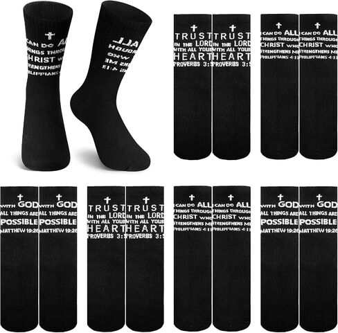 6 Pairs Christian Socks with Bible Verse Christian Gifts Ideas Religious Catholic Sock Novelty Funny Crew Socks for Men Women in Saudi Arabia