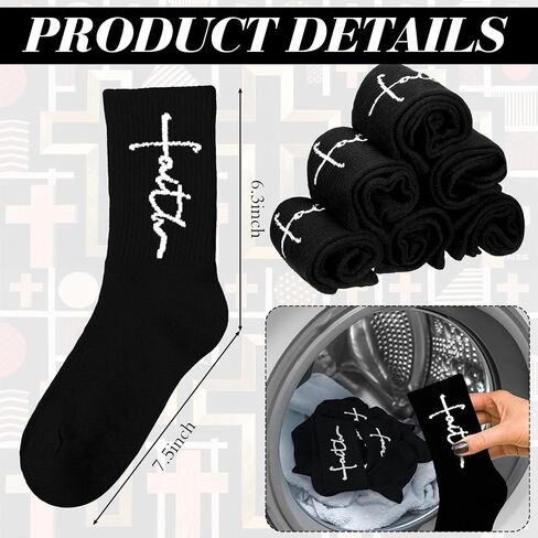 6 Pairs Christian Faith Socks Inspirational Religious Crew Socks for Men Women Youth Catholic Saint God Christmas Presents in Saudi Arabia