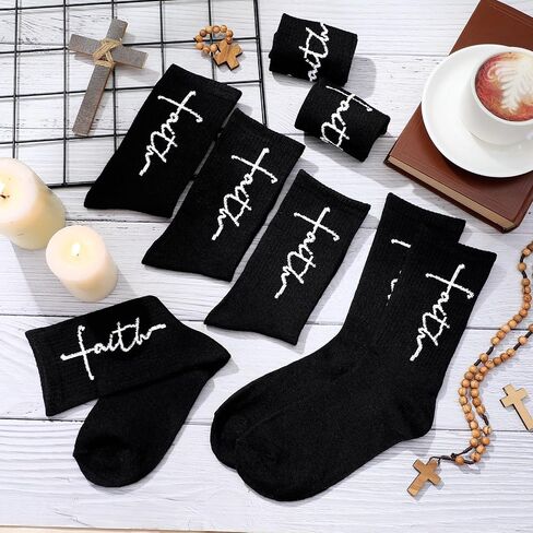 6 Pairs Christian Faith Socks Inspirational Religious Crew Socks for Men Women Youth Catholic Saint God Christmas Presents in Saudi Arabia