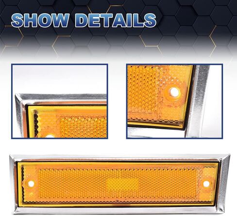 PIT66 Amber Fender Side Marker Light Turn Signal Blinker Lamp Compatible with 1987-1991 Chevy/1981-1991 Replacement for GMC 915558 GM2551107#915557 GM2550115 Front Driver & Passenger Side in Saudi Arabia