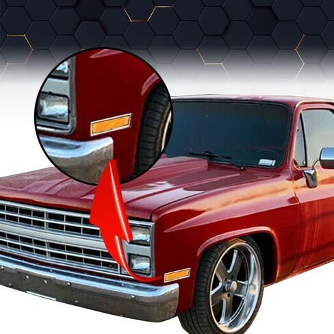 PIT66 Amber Fender Side Marker Light Turn Signal Blinker Lamp Compatible with 1987-1991 Chevy/1981-1991 Replacement for GMC 915558 GM2551107#915557 GM2550115 Front Driver & Passenger Side in Saudi Arabia