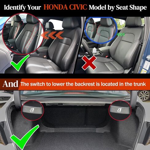 مجموعة كاملة من غطاء مقعد سيفيك مناسب حسب الطلب من HKZ لسيارة Honda Civic 4 أبواب (هاتشباك سبورت 2022-2025) و(هاتشباك LX 2022-2024) مجموعة كاملة من 5 مقاعد، واقي مقعد جلدي (أسود) in Kuwait