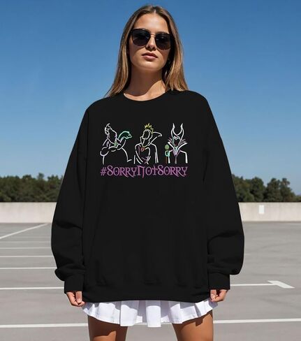 Oversized Women Villains Shirt: Magic Kingdom Sweatshirt Embroidery Bad Girls Long Sleeve Shirts in Saudi Arabia