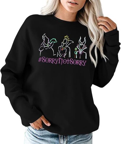 Oversized Women Villains Shirt: Magic Kingdom Sweatshirt Embroidery Bad Girls Long Sleeve Shirts in Saudi Arabia