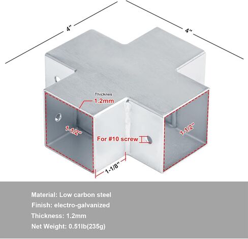 8PCS 1-1/2" X 1-1/2" Slip Square Tube Coupler, Straight Line Square Tube Connector Chain Fence Guardrail Rail Clamp, Galvanized Steel, 1.5mm Thickness in Saudi Arabia