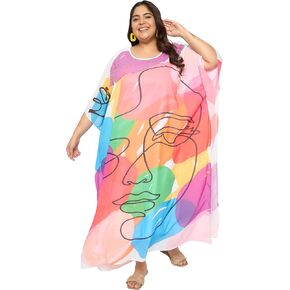 فستان قفطان نسائي طويل الحجم من Gypsie Blu برقبة دائرية من جورجيت للمناسبات الخاصة in Kuwait