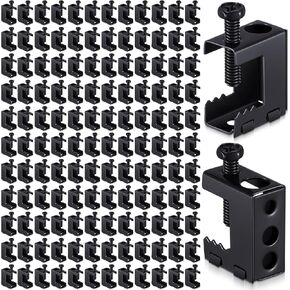 Tandefio 50 قطعة 1/4"-20 مشابك شعاع فولاذية زنبركية شماعات شعاع معدنية مسمار على المشبك للتركيب على الحزم 1/4" و3/8" قضيب ملولب، وخطافات S وحلقات لجام لأداة النجارة لكابل الأنابيب in Kuwait