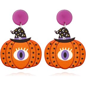 Halloween Cute Pumpkin Earrings for Women Acrylic Fun Spooky Pumpkin Spider Halloween Earrings Halloween Party Earrings Prom Jewelry Gifts in Saudi Arabia
