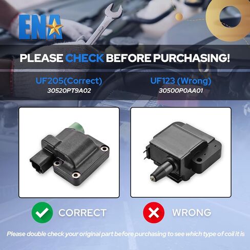 مجموعة ENA مكونة من 1 ملف إشعال متوافق مع Honda Accord 1994 1995 1996 1997 (موزع TEC) مقدمة 1997 1998 1999 2000 2001 L4 2.2L لاستبدال 30520PT9A02 UF205 in Saudi Arabia