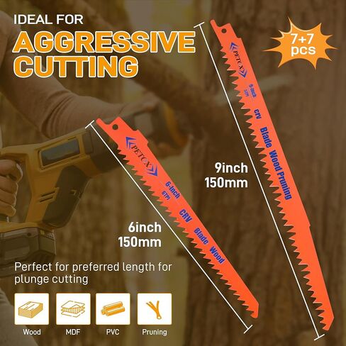 40-Piece Reciprocating Saw Blades Set, Metal Wood Plastic cutting Saw Blades with Organizer Pouch, fit DeWalt Bosch Makita Milwaukee Porter-Cable Ryobi Ridgid Black&Decker Skil Craftsman Sawsall in Kuwait