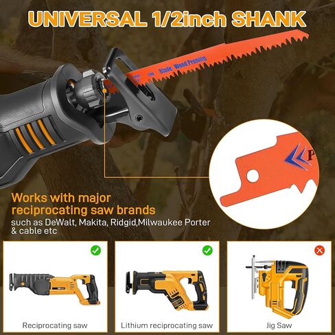 40-Piece Reciprocating Saw Blades Set, Metal Wood Plastic cutting Saw Blades with Organizer Pouch, fit DeWalt Bosch Makita Milwaukee Porter-Cable Ryobi Ridgid Black&Decker Skil Craftsman Sawsall in Kuwait