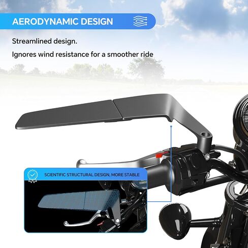 MFGZD 360 درجة دوارة لجناح الدراجة النارية مرايا الرؤية الخلفية لـ Duke 390 790 1290 MT-07 MT09 لـ VulcanS Z650 Z900 Z1000 GSXS750 Street Bike مرآة جناح خفية قابلة للتعديل لكاواساكي ياماها سوزوكي هوندا in Kuwait