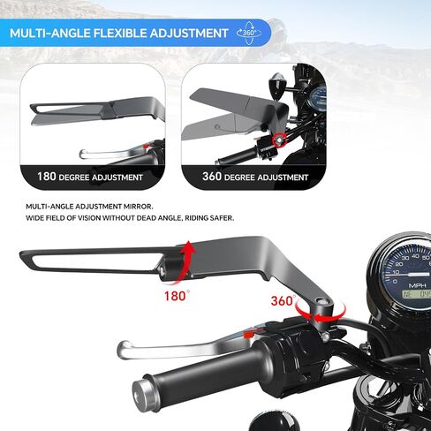 MFGZD 360 درجة دوارة لجناح الدراجة النارية مرايا الرؤية الخلفية لـ Duke 390 790 1290 MT-07 MT09 لـ VulcanS Z650 Z900 Z1000 GSXS750 Street Bike مرآة جناح خفية قابلة للتعديل لكاواساكي ياماها سوزوكي هوندا in Kuwait