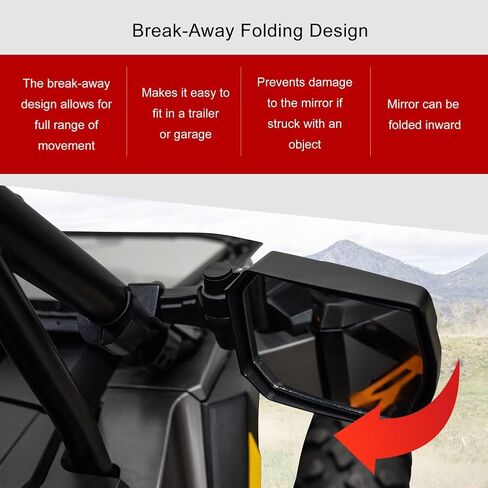 Tusk Pivot Folding Mirror Kit Compatible with POLARIS RZR XP 1000 2024-2025 Open Roll Cage Clamps 1 3/4-1 7/8 in Saudi Arabia