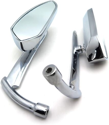 Motorcycle Rearview Mirror Replacement Parts Diamond Flame Stem Mirrors Accessories Compatible with Harley Davidson/Yamaha Mirrors or Metric Bike Universal with 8mm or 10mm Screw, Chrome in Kuwait