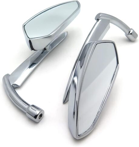 Motorcycle Rearview Mirror Replacement Parts Diamond Flame Stem Mirrors Accessories Compatible with Harley Davidson/Yamaha Mirrors or Metric Bike Universal with 8mm or 10mm Screw, Chrome in Kuwait