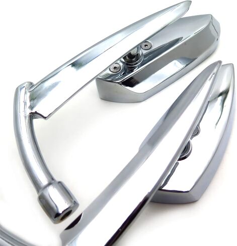 Motorcycle Rearview Mirror Replacement Parts Diamond Flame Stem Mirrors Accessories Compatible with Harley Davidson/Yamaha Mirrors or Metric Bike Universal with 8mm or 10mm Screw, Chrome in Kuwait
