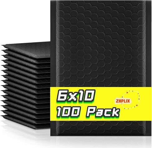 أكياس بريد فقاعية بولي 4x8 100 عبوة قابلة للاستخدام مقاس 4x7 بوصة سوداء مقاومة للماء ذاتية الغلق لاصقة للشحن، مغلفات مبطنة للشحن والبريد ومستلزمات الأعمال الصغيرة. in Kuwait