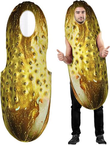 زي Mepase Halloween Pickle التنكري للبالغين للجنسين، زي الطعام المضحك للرجال والنساء، بذلة الفاكهة للحفلات التنكرية in Saudi Arabia
